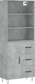 vidaXL Dulap înalt, gri beton, 69,5x34x180, lemn compozit