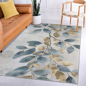 Covor albastru deschis/auriu lavabil 160x230 cm Golden Leaves – Mila Home