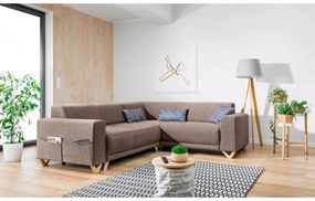 Colțar maro extensibil/cu spațiu de depozitare (cu colț pe partea dreaptă/în formă de ”L”) Classy Sophie – Miuform