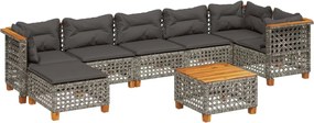 vidaXL Set canapele de grădină cu perne, 8 piese, gri, poliratan