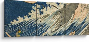 Tablou - Katsushika Hokusai, Fishing Boats at Choshi in Shimosa (Soshu Choshi) , reproducere (cu ceas) (90x30 cm)