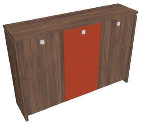 Dulap mediu pentru haine Verno 188 x 46 x 130 cm, uși combinate, nuc / portocaliu