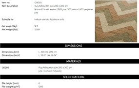 Covor LUX realizat manual din iuta Ashburton 200x300cm