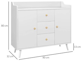 Bufet HOMCOM Alb 90x80 PAL-Pin | Aosom Romania