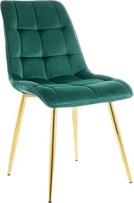 Scaun tapitat stofa verde CHIC, catifea/metal, 50x58x88 cm