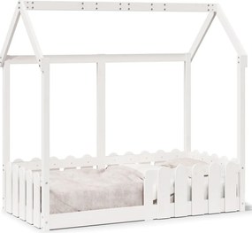 vidaXL Cadru pat tip casă pentru copii alb 70x140 cm lemn masiv de pin