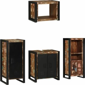 vidaXL Set de mobilier pentru baie cu raft 4 pcs Lemn recuperat masiv