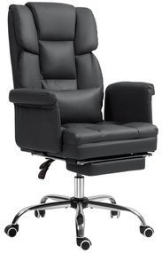 HOMCOM Scaun de birou ergonomic, înălțime reglabilă 48-56 cm, spătar reglabil, suport pentru picioare, Negru | Aosom Romania