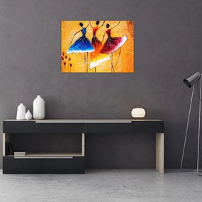 Tablou pe sticlă - Pictură în ulei, balerina (70x50 cm)