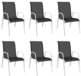 Set mobilier de exterior, 7 piese, negru, otel 150 x 90 x 74 cm, 7