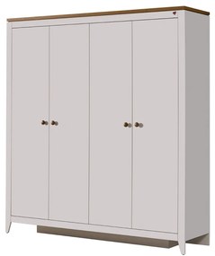 Dulap modern alb pentru copii, 4 usi, 180x58x207 cm, colectia Lucia