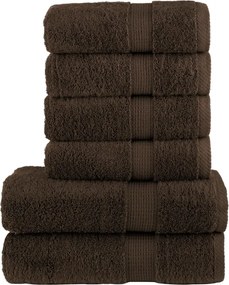 vidaXL Set de prosoape premium SOLUND, 6 piese, maro, 600 g/m²
