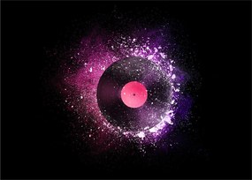 Tablou - Disc de vinil roz-violet (70x50 cm)