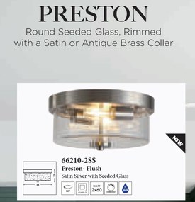 Plafoniera baie metal argintiu satin sticla IP44 Preston 2L