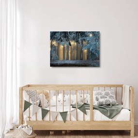 Tablou pe sticlă cu pădure înzăpezită (70x50 cm)