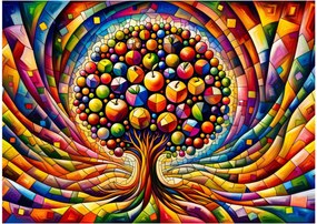 Tablou pe sticlă – Arbore colorat cu mere (70x50 cm)