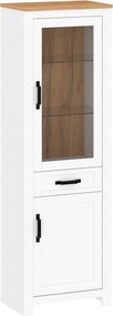 Vitrina LANZETTE A, alb/stejar craft auriu, DTD laminat, 64x41x200 cm