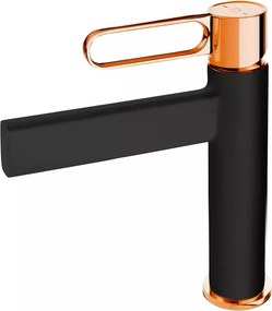 Baterie lavoar FDesign Zaffiro monocomanda negru - rose gold