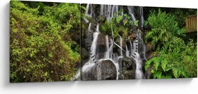 Tablou - Cascadă tropicală (cu ceas) (90x30 cm)