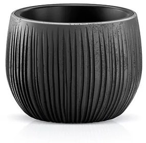 Ghiveci decorativ de flori, rotund, negru, 0.75 L, 14.4x11 cm, Beton Bowl