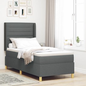 vidaXL Pat Box Spring cu saltea gri închis 80x200 cm.