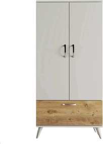 Dulap GRD0203, alb/stejar, PAL melaminat, cu 3 usi, 80x47x168 cm