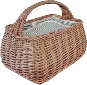 Coș de picnic din răchită naturală, termoizolant, căptușit, 38 x 25 x 27 cm, „Molly"