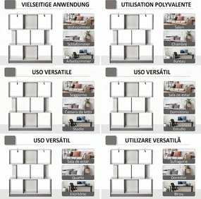 HOMCOM Bibliotecă Mobilă cu 8 Rafturi pentru Sufragerie și Dormitor, 100x24x124 cm, Gri Închis | Aosom Romania