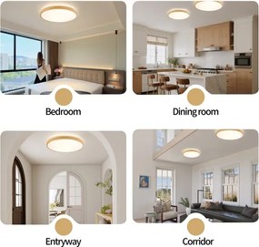 Corp de iluminat LED dimabil Brilagi-LED GLASS POOL DOUBLE, 80W, 230V, 60 cm, finisaj decor lemn + telecomandă