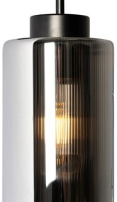 Aplică de perete Art Deco neagră cu sticlă fumurie - Laura