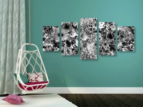 Tablou 5-piese  flori în design alb-negru