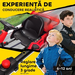 HOMCOM Go-Kart Electric pentru Copii cu Scaun Reglabil, 2 Motoare, Claxon, Lumini și Muzică, 120x76x53.5 cm, Roșu | Aosom Romania