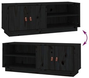 Comoda TV, negru, 105x34x40 cm, lemn masiv de pin Negru, 1