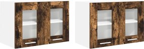vidaXL Dulap suspendat cu ușă 2 pcs Stejar fumuriu 60 x 31 x 40 cm