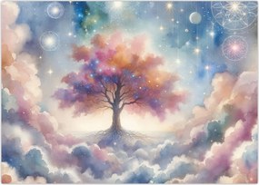 Tablou pe sticlă – Arborele vieții printre nori (70x50 cm)