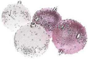 Set de decorațiuni de Crăciun Silver Glitter, 4 bucăți, diametru 8 cm, plastic