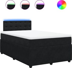 vidaXL Pat box spring cu saltea, negru, 120x200 cm, catifea