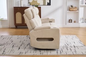 Canapea 3 locuri cu 2 reclinere electrice, masuta, USB-C, suport pahare, lumini de citire, lumini LED, Torven 216x96cm