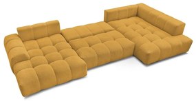 Colțar galben muștar extensibil/cu spațiu de depozitare cu tapițerie din chenille (cu colț pe partea dreaptă/în formă de "U") Everest – Bobochic Paris