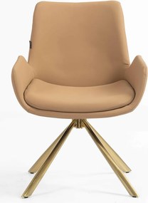 HR240 BAZA STEA Scaun Carmel Piele Ecologica Premium Soft cu Bază Aurie