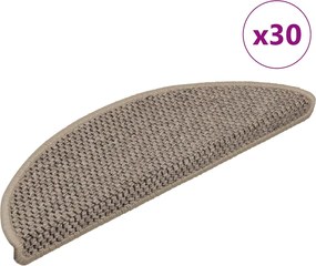 vidaXL Covorașe scară autoadezive aspect sisal 30 buc. Bej închis