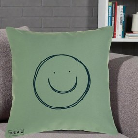 Perna Decorativa Smile Desen Minimalist, 40x40 cm, Verde, Husa Detasabila, Perna Inclusa, BEKZ®