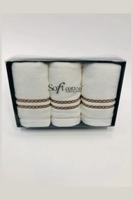 Set cadou de prosoape mici CHAINE, 3 buc Alb - broderie bej / Beige embroidery