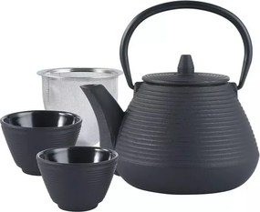 La mâna a doua: Ceainic din fonta cu 2 cani Kinghoff KH 1846, 1 L, Filtru, Inductie, Negru