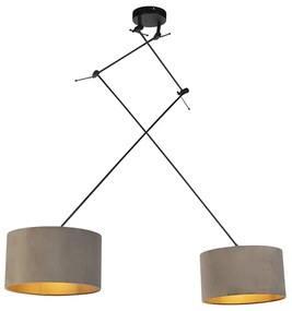 Lampă suspendată cu nuanțe de catifea taupe cu auriu 35 cm - Blitz II negru