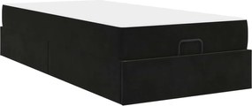 vidaXL Cadru de pat cu saltea cu saltea 2 pcs Negru Catifea