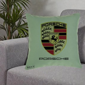 Perna Personalizata Porsche Stuttgart, 40x40 cm, Verde, Husa Detasabila, Perna Inclusa, BEKZ®