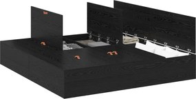 vidaXL Cadru de pat cu depozitare Stejar Negru 200 x 200 cm