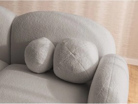 Colțar gri cu tapițerie din țesătură bouclé (cu colț pe partea dreaptă/cu șezlong) Orbit – Ropez