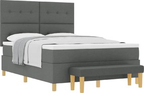 vidaXL Pat cu arcuri cu saltea Gri închis 140 x 190 cm țesătură
